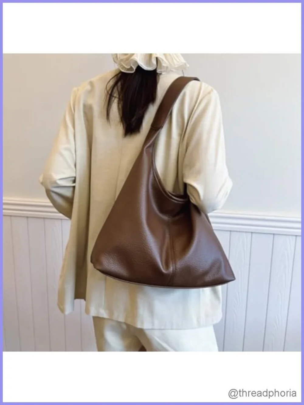 Large PU Leather Hobo Shoulder Bag Slouchy Tote Purse for Work Travel